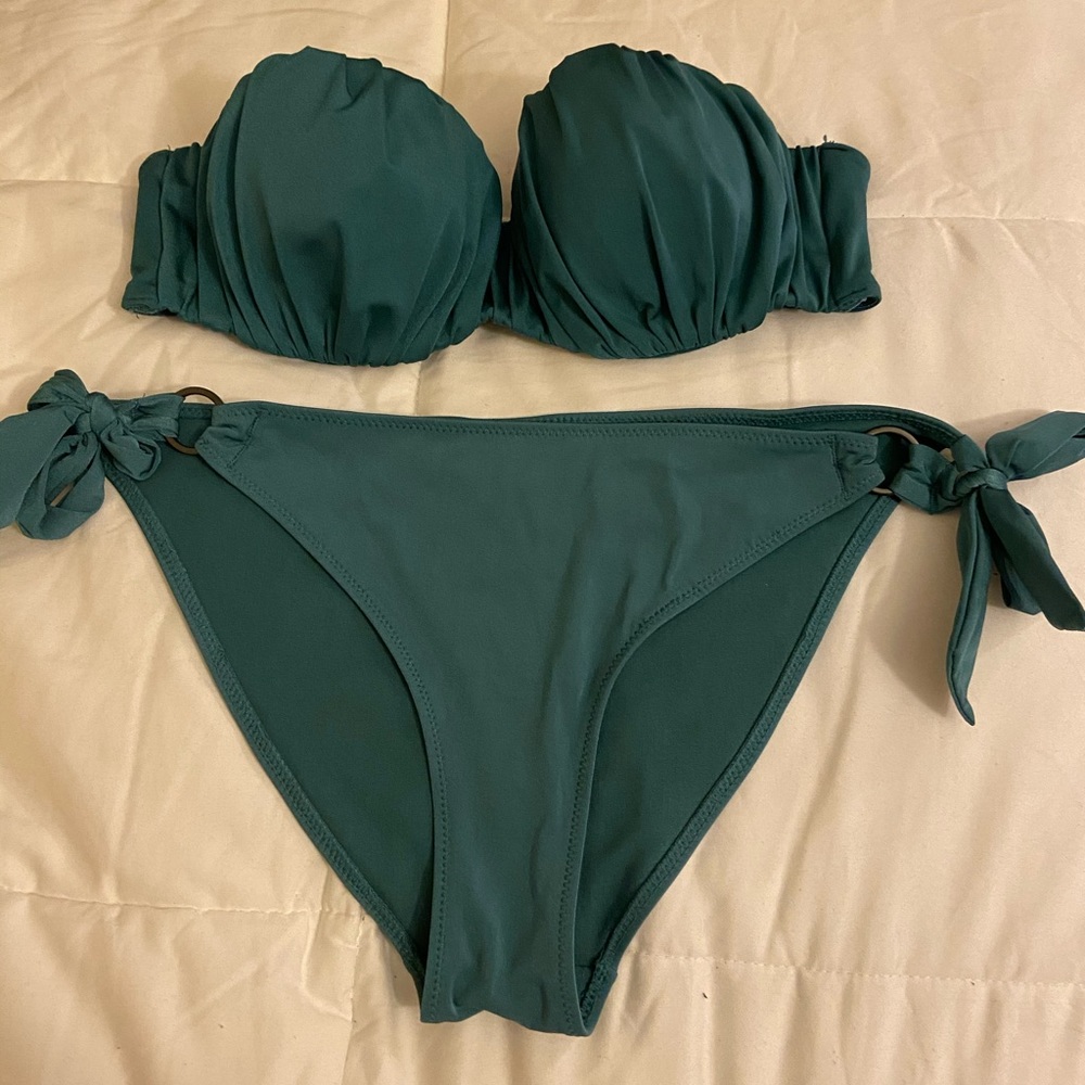 H&M Green Strapless 2 Piece Swimsuit